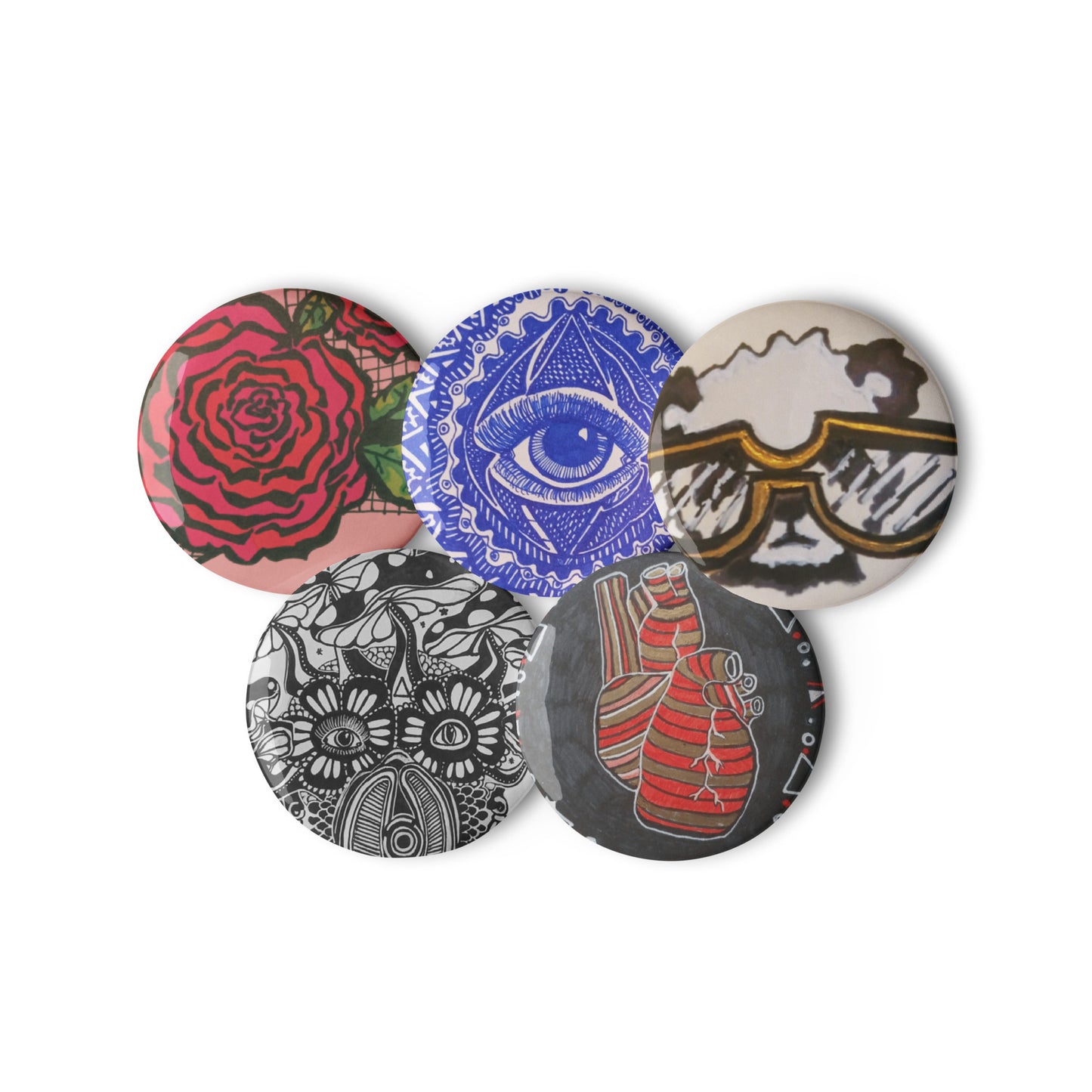 Set of pin buttons