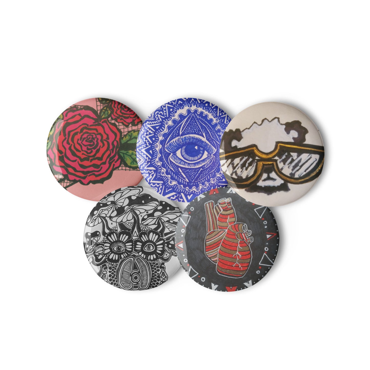 Set of pin buttons